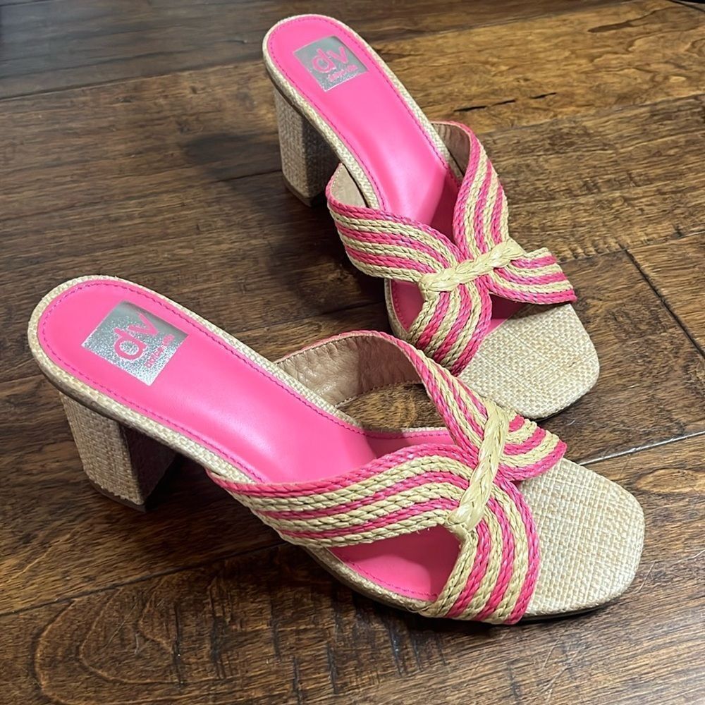 Dolce Vita Haady Woven Rattan Block Heel, Pink, Size 10